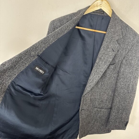 Harris Tweed Men's 40 Gray Blue  Scottish Wool Blazer Sports Jacket Moores - Picture 7 of 9
